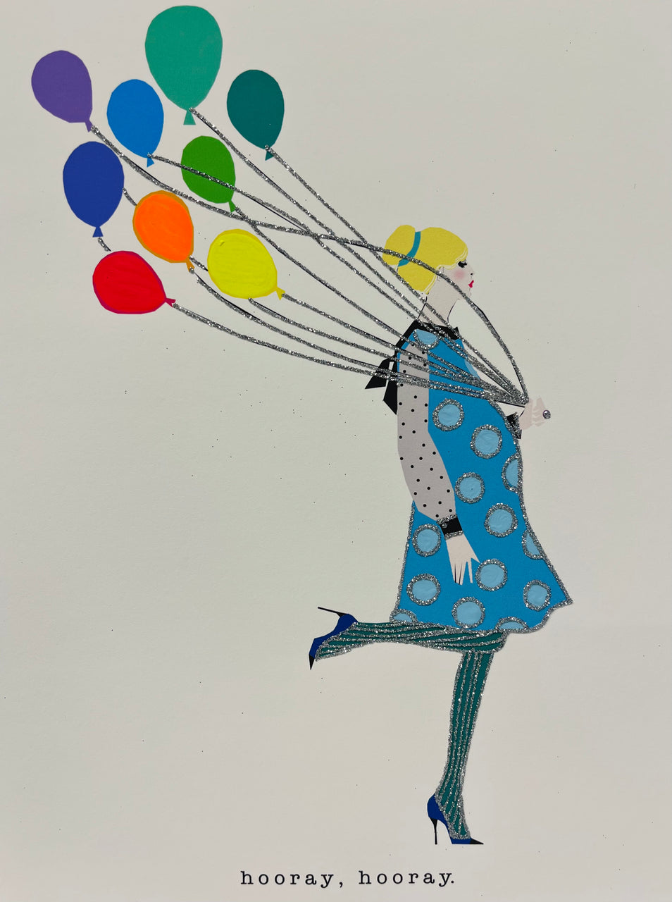 HOORAY HOORAY BABY BLUE POLKA DOT SMALL 8.5 X 11" PRINT