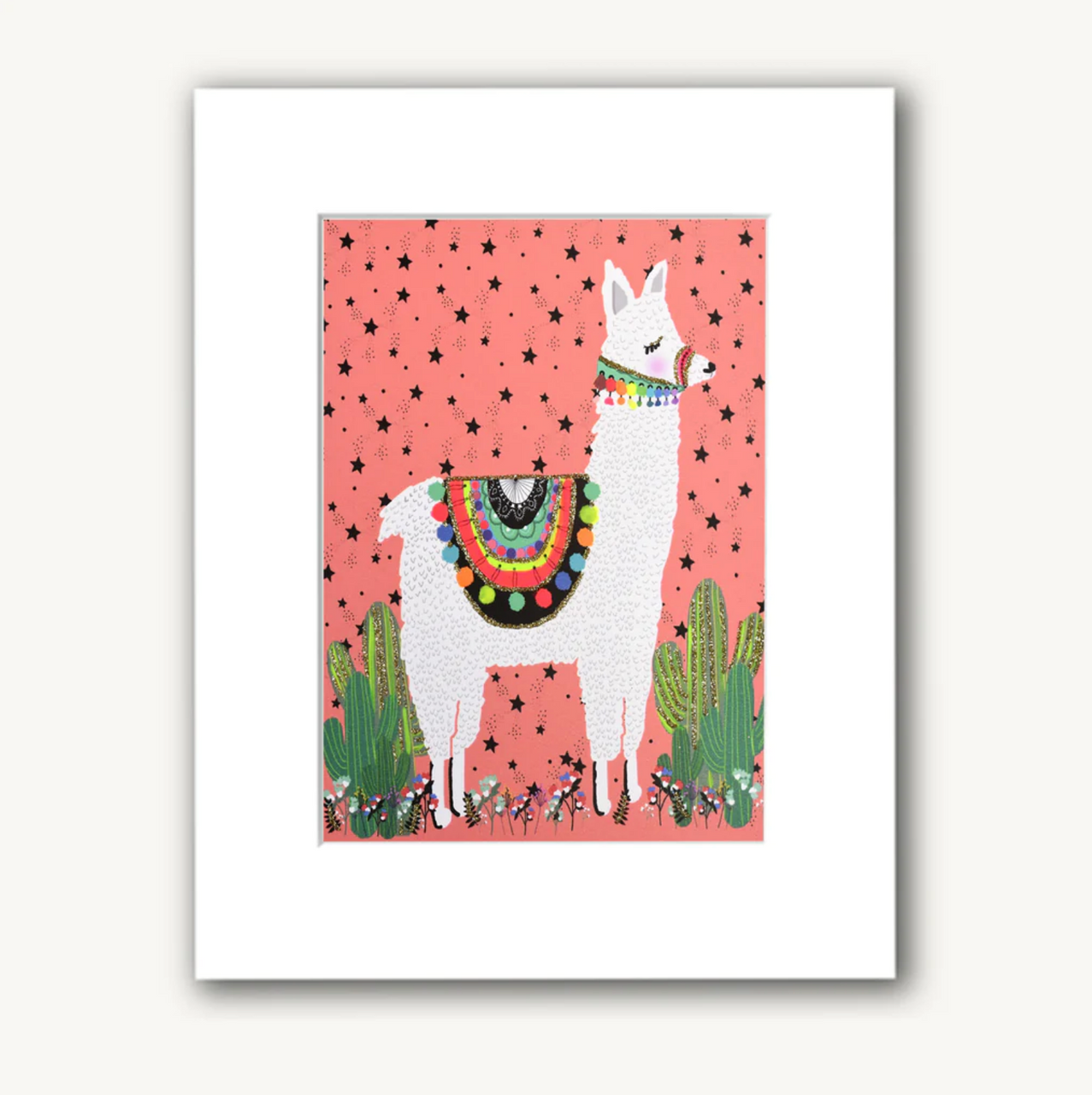 8"x10" LLAMA GREETING CARD MATTED