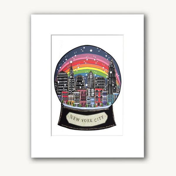 8"x10" NYC SNOWGLOBE GREETING CARD MATTED