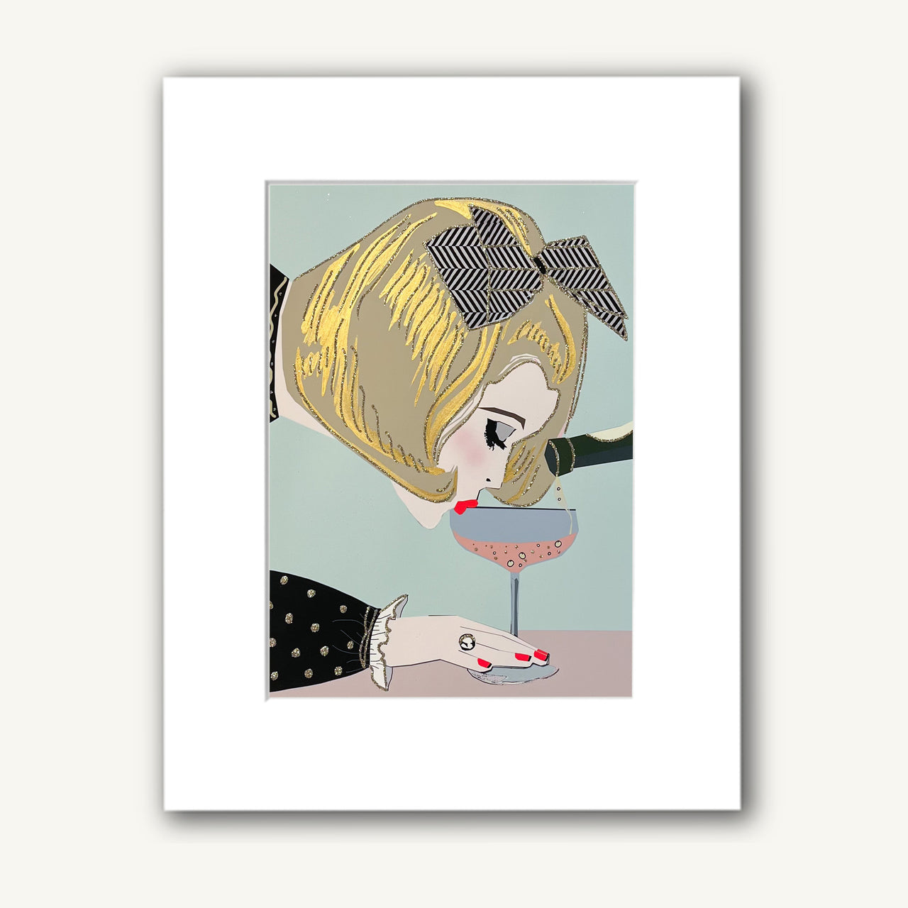 8"x10" GOLD CHAMPAGNE GREETING CARD MATTED