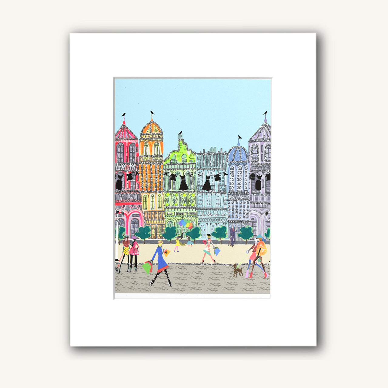 8"x10" RAINBOW CITY SCENE GREETING CARD MATTED