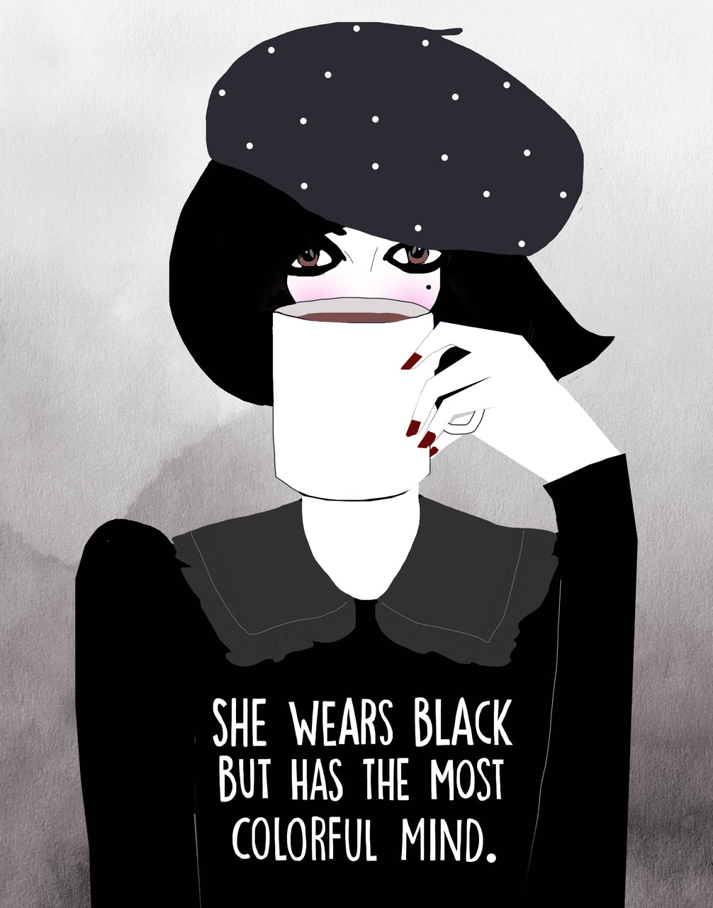 She Wears Black but has the Most Colorful Mind.