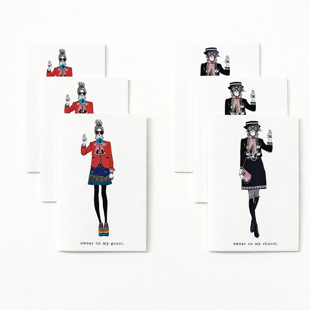 The Classic Collection — Boxed Fashion Illustration Greeting Card Set (6 Cards)