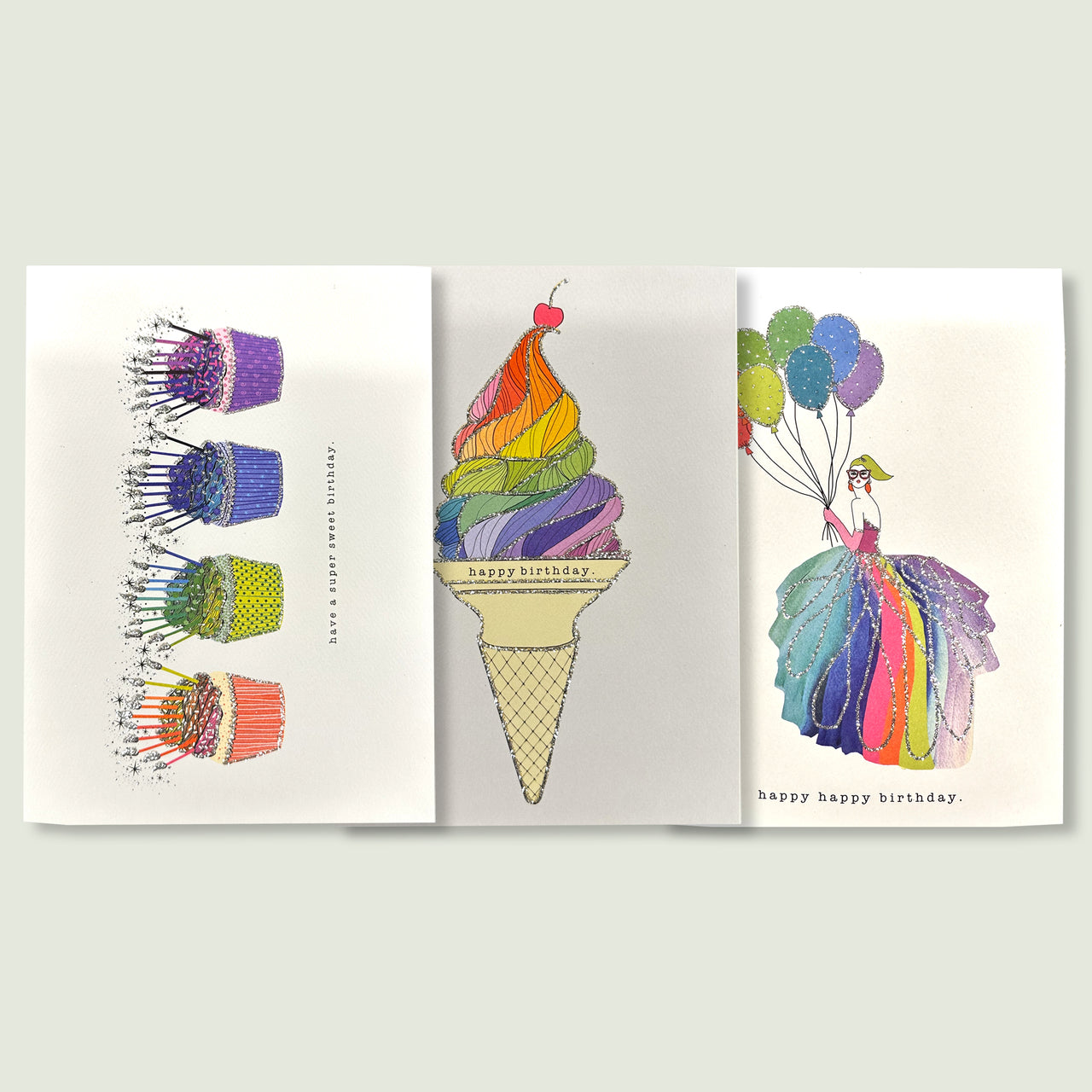 VARIETY PACK OF 12 BIRTHDAY GREETING CARDS