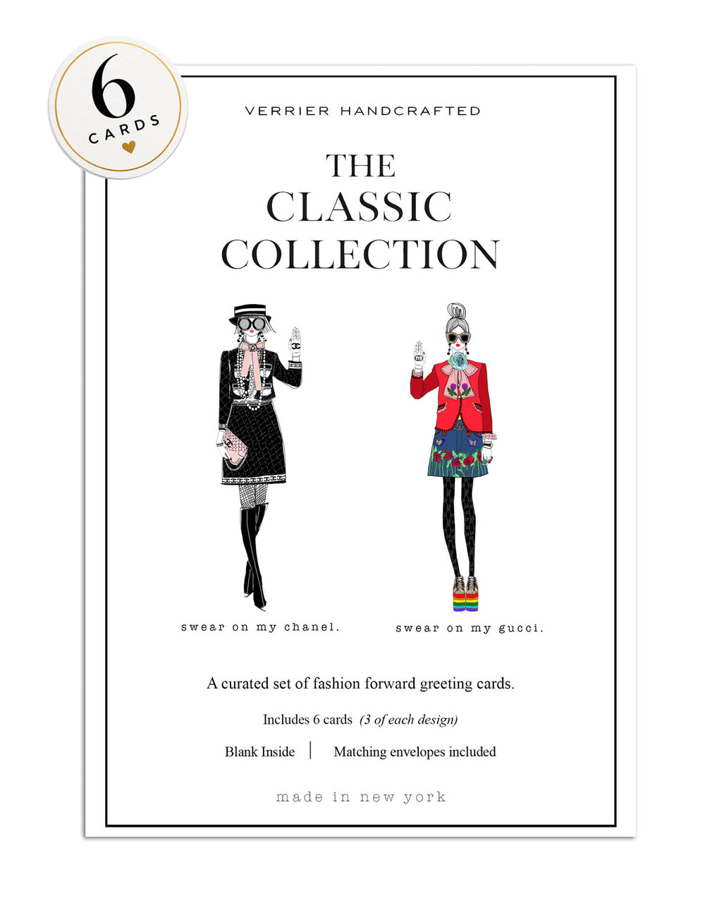 The Classic Collection — Boxed Fashion Illustration Greeting Card Set (6 Cards)
