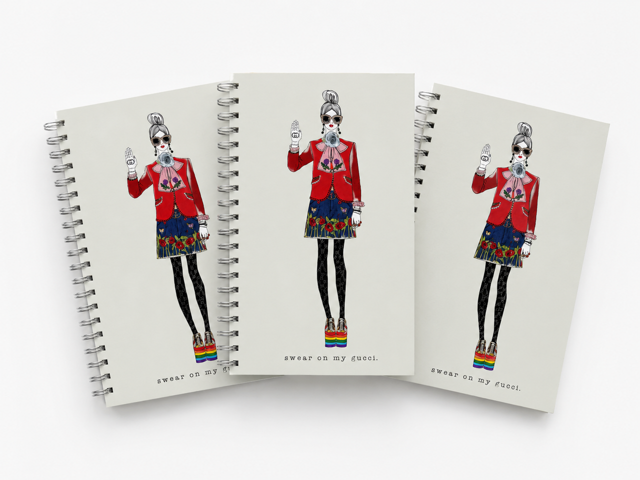 Swear On My Gucci Hardcover Spiral Notebook — Set of Three
