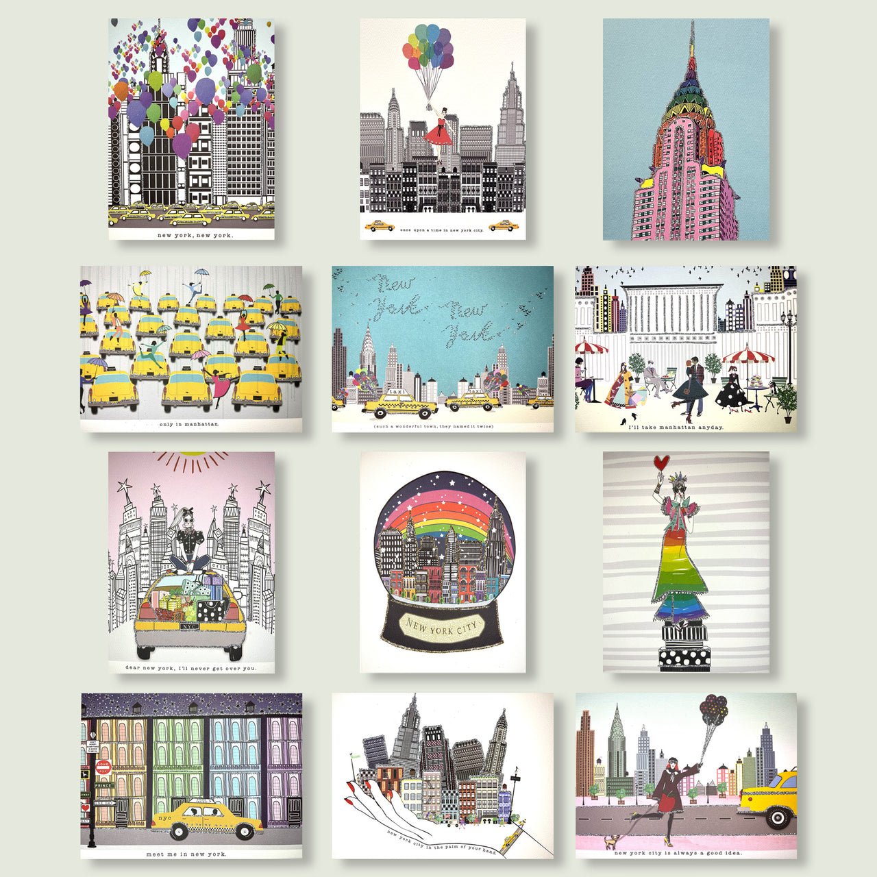 VARIETY PACK OF 12 NEW YORK GREETING CARDS