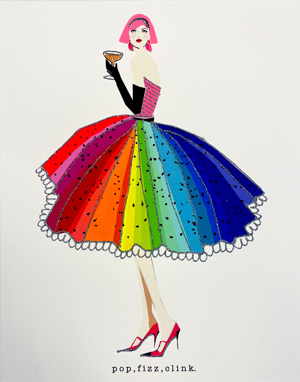 Pop, Fizz, Clink (rainbow) 11x14 MEDIUM PRINT