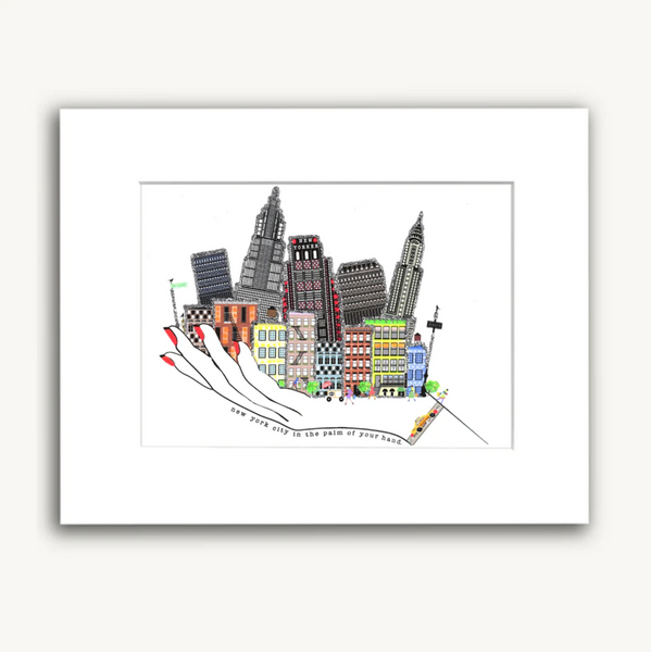 8"x10" NEW YORK CITY PALM OF YOUR HAND GREETING CARD MATTED