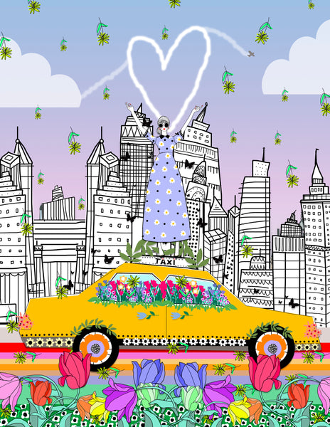 New York Floral Taxi (PRINT)